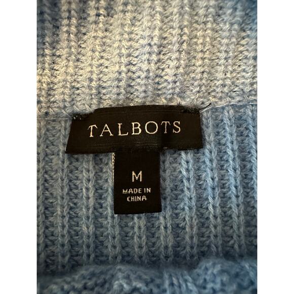 Talbots Blue Lambs Wool Blend Cable Knit Long Sleeve Sweater Woman's Size Medium - Picture 6 of 8